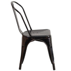 Flash Furniture – Chaise empilable en métal avec accoudoirs pour l’intérieur et l’extérieur, noir/or patiné (CH31230BQ)-S'empile jusqu'à 8 chaises de hauteur
