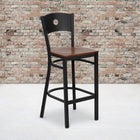 Flash Furniture HERCULES Series Black Circle Back Metal Restaurant Barstool - Cherry Wood Seat - 2 Pack-Welded Joint Assembly