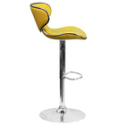 Flash Furniture 17 1/2" x 17 1/2" Cozy Mid-Back Vinyl Adjustable Bar Stool W/Chrome Base, Yellow, 2 Pack-Yellow Vinyl Upholstery