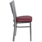 Flash Furniture HERCULES Series Silver Slat Back Metal Restaurant Chair - Burgundy Vinyl Seat-Slat Back Design
