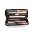 Champs RFID Zip-Around Wallet -  Black-3 gusset pockets