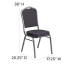 Flash Furniture HERCULES Series Crown Back Stacking Banquet Chair in Black Patterned Fabric - Silver Vein Frame-2.5'' Thick Seat Cushion