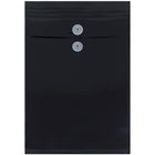 JAM Paper Plastic Envelopes with Button and String Tie Closure, Legal Open End, 9.75 x 14.5, Black Poly, 12 Pack (119B1BL)-Black