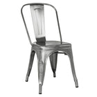 Nicer Furniture Stackable Industrial Tolix A Style Side Chair - Metal - Gunmetal - 2 Pack-Curved Back with Vertical Slat