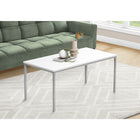 Monarch Specialties 3795 Coffee Table - 40"L/White/Silver Metal-Clean lines and a thoughtful design make this coffee table ideal for small spaces.