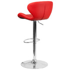Tabouret de bar contemporain à hauteur ajustable en vinyle rouge avec base chromée (CH-321-RED-GG)-Couture embellie exposée