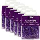 JAM Paper Coloured Standard Paper Clips, Small, Purple Paperclips, 6 Packs of 100, 600 Total (2183753g)-Purple