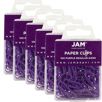 JAM Paper Coloured Standard Paper Clips, Small, Purple Paperclips, 6 Packs of 100, 600 Total (2183753g)-Purple