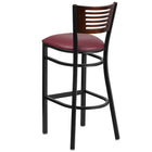 Flash Furniture HERCULES Series Black Slat Back Metal Restaurant Barstool - Walnut Wood Back & Burgundy Vinyl Seat - 2 Pack-2.5" Thick Foam Padded Seat