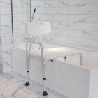 Flash Furniture HERCULES Series 300 Lb. Capacity Adjustable Bath & Shower Transfer Bench with Back & Side Arm - White-FDA Approved Stool