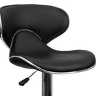 Flash Furniture Contemporary Cozy Mid-Back Vinyl Adjustable Height Barstools with Chrome Base - Black - 2 Pack-Swivel Seat