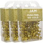 JAM Paper Push Pins, Shiny Gold Pushpins, 3 Packs of 100, 300 Total (222419051g)-Shiny gold