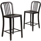 Flash Furniture Commercial Grade 24" High Metal Indoor-Outdoor Counter Height Stool - Black/Antique Gold - 2 Pack-500 lb. Static Weight Capacity
