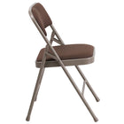 Flash Furniture HERCULES Series Curved Triple Braced & Double-Hinged Brown Patterned Fabric Metal Folding Chair-1'' Thick Foam Padded Seat