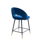 Plata Import Velvet Stool - Blue-Metal / Velvet
