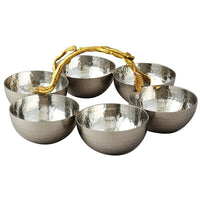 Elegance – Ensemble de 6 bols de service en acier inoxydable martelé style vigne dorée-Acier inoxydable martelé