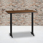 Flash Furniture 30" x 48" Rectangular Walnut Laminate Table Top with 5" x 22" Bar Height Table Bases-Top Size: 30"W x 48"L