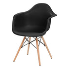 Nicer Furniture Eiffel Style Armchair with Natural Wood Legs -Black-Straight wooden dowel legs with floor protectors for hardwood floor