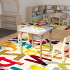 Flash Furniture Bright Beginnings 24" Square Commercial Grade Wooden Adjustable Height Classroom Activity Table - Beech/White-Assembles in 35 Minutes or Less