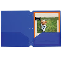 Portefeuilles en poly à deux poches C-Line avec perforatrice à trois trous, bleu, paquet de 25-Avec l'aide de ces chemises uniques à deux poches, les papiers de format lettre peuvent rester organisés, tout en restant accessibles dans votre classeur à trois anneaux.