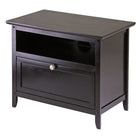 Winsome Zara TV Stand, Espresso-Zara line of TV cabinets, a 25" wood stand with one open storage shelf and one storage shelf with pull down door.