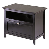 Winsome Zara TV Stand, Espresso-Zara line of TV cabinets, a 25" wood stand with one open storage shelf and one storage shelf with pull down door.