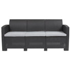Flash Furniture Dark Gray Faux Rattan Sofa with All-Weather Light Gray Cushions-Contemporary Outdoor Sofa