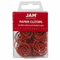 JAM Paper Colored Circular Paper Clips - Red - 2 Packs of 50-Color: Red