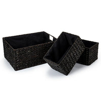 Truu Design Braided Grass Storage Basket, Set of 3, 15.5 x 7 inches, Black-Each small basket measures 10.25" x 5.75" x 6.5" and large basket measures 15.5" x 7" x 11.5" (L x H x W) in dimensions