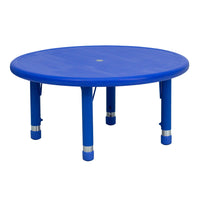 Flash Furniture 33" Round Blue Plastic Height Adjustable Activity Table-Popular Round Activity Table