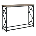 Monarch Specialties 3533 44"L Accent Table - Taupe/Black Metal Hall Console-Makes a statement as an entryway console table with its modern wood look table top finished in taupe