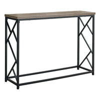 Monarch Specialties 3533 44"L Accent Table - Taupe/Black Metal Hall Console-Makes a statement as an entryway console table with its modern wood look table top finished in taupe