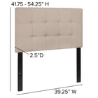 Flash Furniture Bedford Tufted Upholstered Twin Size Headboard - Beige Fabric-Box Stitch Design