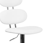 Tabouret de bar contemporain à hauteur ajustable en vinyle blanc avec base chromée (CH-112280-WH-GG)-Siège pivotant