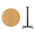 Flash Furniture 36'' Round Laminate Table Top, Natural with 30'' x 30'' Bar-Height Table Base (XURD36NTT3030B)-Natural Laminate Top
