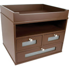 Victor Wood Tidy Tower Desktop Organizer, Mocha Brown (B5500)-Two small drawers and one large for desk supplies