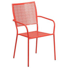 30'' Round Coral Indoor-Outdoor Steel Folding Patio Table Set with 2 Square Back Chairs [CO-30RDF-02CHR2-RED-GG]-4