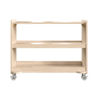 Flash Furniture Bright Beginnings Commercial Grade Space Saving 3 Shelf Wooden Mobile Classroom Storage Cart w/ Casters- Natural-Wooden 3 Shelf Mobile Classroom Storage Unit
