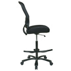 Space AirGrid Back Drafting Chair with Mesh Seat and Footring, Black-Thick Padded Black Mesh Seat