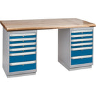 Kleton Pre-Designed Workbenches, Dual Drawers, 2500 Lbs. Cap., 60" W x 24" D, 34" H (FG416)-Capacity: 2500 lbs.