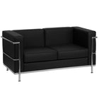 Flash Furniture – Causeuse contemporaine en cuir Hercules Regal avec garnitures en inox, noir-Revêtement en cuir souple noir