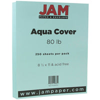 JAM Paper Papier cartonné, 8 1/2 x 11 po, aqua, 250/pqt-Aqua