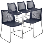 Flash Furniture - Chaise empilable marine de la série HERCULES à dossier ventilé et à base traîneau enduite de poudre grise-Ensemble de 5 chaises empilables polyvalentes