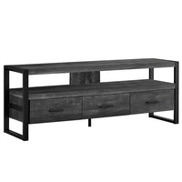 Monarch Specialties 2823 Tv Stand - 60"L/Black Reclaimed Wood-Look/3 Drawers-One open shelf for audio/visual units