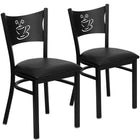 Flash Furniture HERCULES Series Black Coffee Back Metal Restaurant Chair - Black Vinyl Seat - 2 Pack-Coffee Back Design