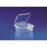 Safe-T-Fresh Polyethylene Tamper Evident Hinged Containers with Resist Tear Strip Lock, 64 oz., Clear, 150 Pack-Clear
