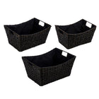 CTG – Paniers de rangement en herbe tressée, ensemble de 3, noir-Herbe tressée durable