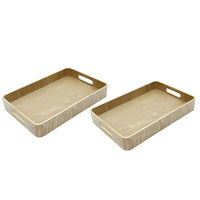 Cathay Importers Bentwood Rect Tray with Handles, 13"W x 8.5"D x 2"H, Light Brown, 2/Pack-Serving tray