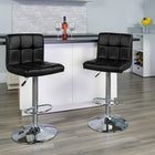 Flash Furniture Contemporary Quilted Vinyl Adjustable Height Barstools with Chrome Base - Black - 2 Pack-Comfortable Padded Seat