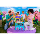 Play-Doh Kitchen Creations Ultimate Ice Cream Truck Playset-Includes ice cream truck playset, 2 ice cream scoop molds, ice cream sandwich mold, 4 dishes, 6 cones, ice pop mold, 2 ice pop sticks, credit card mold, 2 rollers, scoop, decorating tool, knife, 3 spoons, cleaning brush, empty can, and 12 cans of Play-Doh Brand Modeling Compound (net weight 28 oz/794 g).